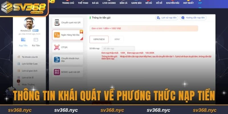 Những thông tin khái quát về các phương thức nạp tiền